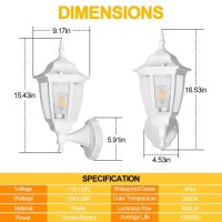 Fudesy Outdoor Wall Light Dusk To Dawn Porch Sensor Light White Plastic Anticorrosion With Led Edison Filament Bulb Exterior