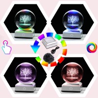 Ornalrist Crystal Ball 3D Engraved Tree Of Life With Led Colorful Base 3158Cm Glass Sphere Ideas For Family Home Decor Disp