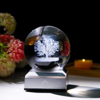 Ornalrist Crystal Ball 3D Engraved Tree Of Life With Led Colorful Base 3158Cm Glass Sphere Ideas For Family Home Decor Disp