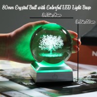 Ornalrist Crystal Ball 3D Engraved Tree Of Life With Led Colorful Base 3158Cm Glass Sphere Ideas For Family Home Decor Disp