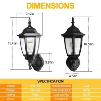 Fudesy Outdoor Wall Light Dusk To Dawn Porch Sensor Light Black Plastic Anticorrosion With Led Edison Filament Bulb Exterior