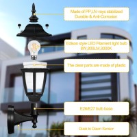 Fudesy Outdoor Wall Light Dusk To Dawn Porch Sensor Light Black Plastic Anticorrosion With Led Edison Filament Bulb Exterior