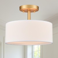 Axiland Modern Light Fixture Ceiling Mount Flush Mount Drum Ceiling Light Fixture 3 Light Gold Semi Flush Mount Ceiling Light Fo