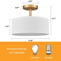 Axiland Modern Light Fixture Ceiling Mount Flush Mount Drum Ceiling Light Fixture 3 Light Gold Semi Flush Mount Ceiling Light Fo