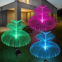 Callica Solar Garden Lights 3 Pack New Upgraded Solar Outdoor Lights Waterproof 7 Color Changing Double Jellyfish Dragonfly Solar Flower Lights For Garden Yard Pathway Party Wedding Birthday Decor