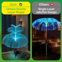 Callica Solar Garden Lights 3 Pack New Upgraded Solar Outdoor Lights Waterproof 7 Color Changing Double Jellyfish Dragonfly Solar Flower Lights For Garden Yard Pathway Party Wedding Birthday Decor