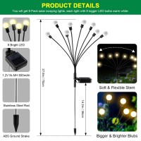 Mionsiden Solar Garden Lights - 6 Pack Solar Firefly Lights Outdoor Waterproof New Upgraded Swaying Solar Lights For Outside Landscape Patio Yard Garden Outdoor Decor Sway By Wind 8 Led Warm White