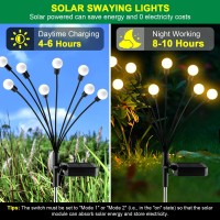 Mionsiden Solar Garden Lights - 6 Pack Solar Firefly Lights Outdoor Waterproof New Upgraded Swaying Solar Lights For Outside Landscape Patio Yard Garden Outdoor Decor Sway By Wind 8 Led Warm White