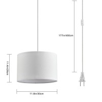 Ihengyanlt 2 Pack Plug In Pendant Light Hanging Light With 15Ft Clear Cord Onoff Switch White Fabric Lamp Shade Hanging Lig