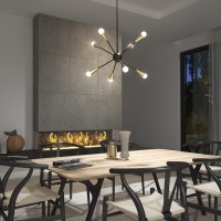 Artika Wayden 21W Led Integrated Sputnik Pendant Light Fixture, Black And Gold Ideal For Dining Room, 1900 Lumens, 3000-4000-5000 Kelvin, No Bulb Required