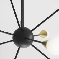 Artika Wayden 21W Led Integrated Sputnik Pendant Light Fixture, Black And Gold Ideal For Dining Room, 1900 Lumens, 3000-4000-5000 Kelvin, No Bulb Required