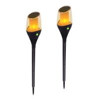 Flrongsun Solar Outdoor Torch Lights Flickering Flame Led Candle Light Waterproof Solar Powered Garden Lights Outdoor Lights Flame Torches For Garden Patio Path Yard Outside Decorations (2 Pack)