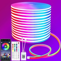 Segrass 50Ft Led Neon Rope Lights 24V Rgb Led Neon Lights With Remote Control App Control Ip65 Waterproof Flexible Neon Led Strip Lights For Bedroom Room Outdoors Decor