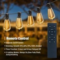 116Ft Solar String Lights Outdoor Waterproof With Remote And Usb Port, 53 Edison Bulb Outdoor String Lights Solar Powered, Dimmable Solar String Lights For Outside Patio Backyard Garden Porch Balcony