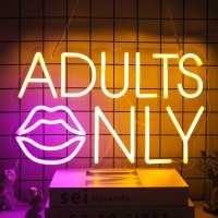 Adults Only Neon Sign Pink Lip Led Neon Lights Signs Sexy Neon Light Neon Bar Sign Orange Letter Neon Wall Sign Neon Signs For B