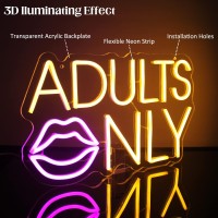 Adults Only Neon Sign Pink Lip Led Neon Lights Signs Sexy Neon Light Neon Bar Sign Orange Letter Neon Wall Sign Neon Signs For B