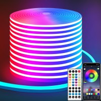 Yeewhale 50Ft Led Neon Strip Light With Remote App Control Ip65 Waterproof Flexible Neon Led Rope Lights 24V Rgb Neon Led Lights