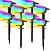 Lansow Solar Spot Lights Outdoor Color Changing 7 Modes8 Pack Christmas Solar Landscape Spotlights Solar Lights Outdoor Wat