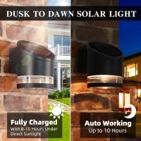 Hfvlite Solar Wall Light Outdoor Aluminum Wall Sconce Dusk To Dawn Cordless Waterproof Led Decor Light Fixture For Porch Deck