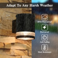 Hfvlite Solar Wall Light Outdoor Aluminum Dusk To Dawn Solar Powered Light Ip54 Waterproof Led Fence Light Outside Lantern Fixtu