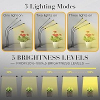 Ipower Full Spectrum Clip Plant Growing Lamp With 126 White Yellow Leds For Indoor Plants 3 Modes Timing Function 5 Dimmable