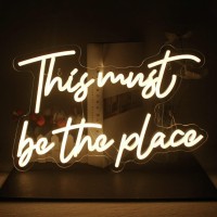 This Must Be The Place Neon Sign Warm White Letter Led Signs For Wall Decor Usb Word Light Up Signs For Bedroom Salon Man Cave B