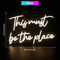 This Must Be The Place Neon Sign Warm White Letter Led Signs For Wall Decor Usb Word Light Up Signs For Bedroom Salon Man Cave B