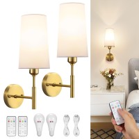 Glitnous Battery Operated Wall Sconce Rechargeable Wall Sconce With Remote Dimmable Wireless Wall Sconces Set Of Two Battery