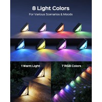 Jackyled Solar Step Lights Waterproof Warm 7 Rgb Colors Deck Lights Solar Powered Triangleshaped Solar Stair Lights For Out