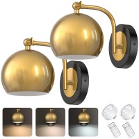 Glitnous Wall Sconces Battery Operated Gold Wall Sconce Battery Operated With Remote Set Of 2 Not Hardwired Dimmable Battery W