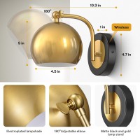 Glitnous Wall Sconces Battery Operated Gold Wall Sconce Battery Operated With Remote Set Of 2 Not Hardwired Dimmable Battery W