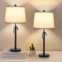 Table Lamps For Living Room Set Of 2 Modern Bedside Lamps For Bedroom Height Adjustable Desk Lamp Dimmable Black Nightstand Lam