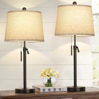 Table Lamps For Living Room Set Of 2 Modern Bedside Lamps For Bedroom Height Adjustable Desk Lamp Dimmable Black Nightstand Lam