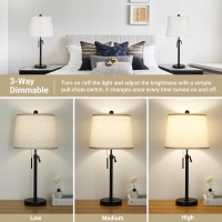 Table Lamps For Living Room Set Of 2 Modern Bedside Lamps For Bedroom Height Adjustable Desk Lamp Dimmable Black Nightstand Lam