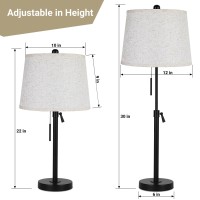 Table Lamps For Living Room Set Of 2 Modern Bedside Lamps For Bedroom Height Adjustable Desk Lamp Dimmable Black Nightstand Lam