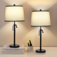 Bedside Table Lamps Set Of 2 Tall Table Lamps For Living Room 22 To 30 Height Adjustable Black Bedroom Nightstand Lamps 3