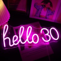 Led Hello 30 Pink Neon Light Sign For Girls 30Th Birthday Party Decor Living Room Decor Birthday Gift Pink