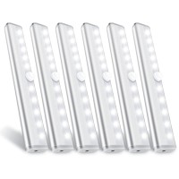 Hokoiln Motion Sensor Closet Lights, 10 Led Motion Sensor Lights, Stick-On Anywhere Battery Operated Night Light Bar, Safe Lights For Closet Cabinet Wardrobe Stairs, 6 Pack