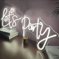 Super Large Lets Party Neon Sign For Bedroom Wall Super Neon Sign For Wall Decor For Bachelorette Party Engagement Party Birt