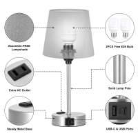 Table Lamps For Bedrooms Set Of 2 Bedside Nightstand Bedroom Lamp With Usb C Port And Ac Outlet Charging Dimmable Touch Small