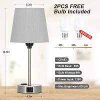 Table Lamps For Bedrooms Set Of 2 Bedside Nightstand Bedroom Lamp With Usb C Port And Ac Outlet Charging Dimmable Touch Small