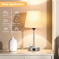 Table Lamps For Bedrooms Set Of 2 Bedside Nightstand Bedroom Lamp With Usb C Port And Ac Outlet Charging Dimmable Touch Small