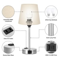 Table Lamps For Bedrooms Set Of 2 Bedside Nightstand Bedroom Lamp With Usb C Port And Ac Outlet Charging Dimmable Touch Small