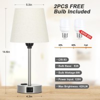 Table Lamps For Bedrooms Set Of 2 Bedside Nightstand Bedroom Lamp With Usb C Port And Ac Outlet Charging Dimmable Touch Small