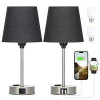 Table Lamps For Bedrooms Set Of 2 Bedside Nightstand Bedroom Lamp With Usb C Port And Ac Outlet Charging Dimmable Touch Small