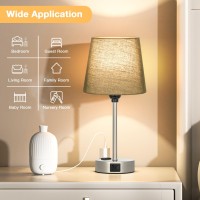 Table Lamps For Bedrooms Set Of 2 Bedside Nightstand Bedroom Lamp With Usb C Port And Ac Outlet Charging Dimmable Touch Small