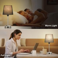 Table Lamps For Bedrooms Set Of 2 Bedside Nightstand Bedroom Lamp With Usb C Port And Ac Outlet Charging Dimmable Touch Small