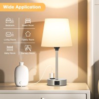 Table Lamps For Bedrooms Set Of 2 Bedside Nightstand With Usb C Port And Ac Outlet Charging Dimmable Touch Small White End Si