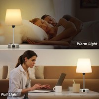 Table Lamps For Bedrooms Set Of 2 Bedside Nightstand With Usb C Port And Ac Outlet Charging Dimmable Touch Small White End Si