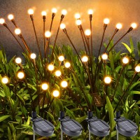 Brizled Solar Firefly Lights 4 Pack 8 Led Outdoor Swaying Lights Solar Garden Firefly Lights Waterproof Solar Powered Pathway